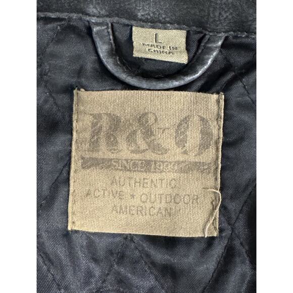 R & O Men's L Faux Leather Biker Bomber Jacket Black/Gray Stripe Wolverine Logan - Picture 3 of 10